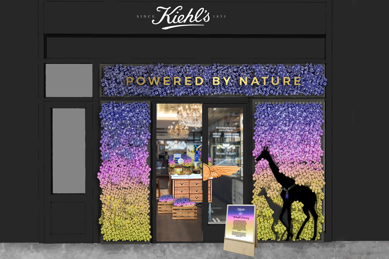 Exterior view of the full award-winning Kiehl's retail design concept by Prop Studios