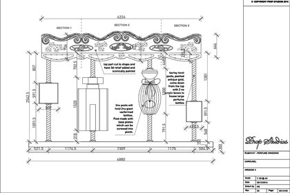 Original technical sketch by Prop Studios, showing the design of the Al Rubaiyat carousel